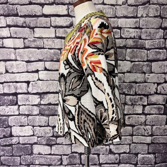 Chico's Multicolored Fully Lined 3/4 Sleeve Jacket Size M - Picture 3 of 8